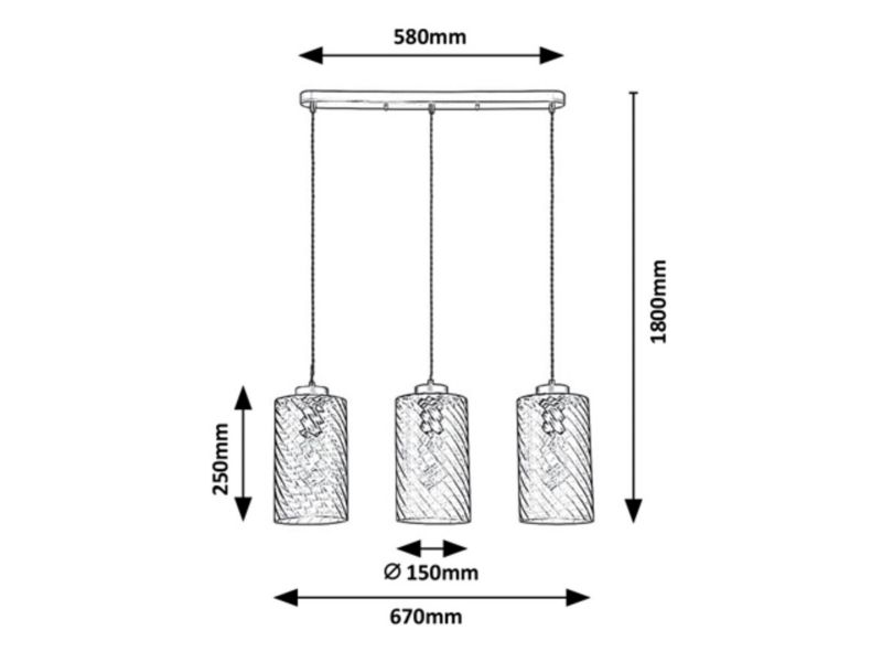 Lampa wisząca Rabalux Sheila złoto-szkło dymne wym: 180 x 67 x 15 cm 3xE27 x  1 szt.