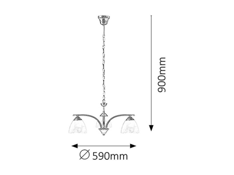 Lampa wisząca Rabalux Tristan chrom satynowany-białe szkło alabastrowe wym: 90 x 59 x 59 cm 3xE14 x  1 szt.
