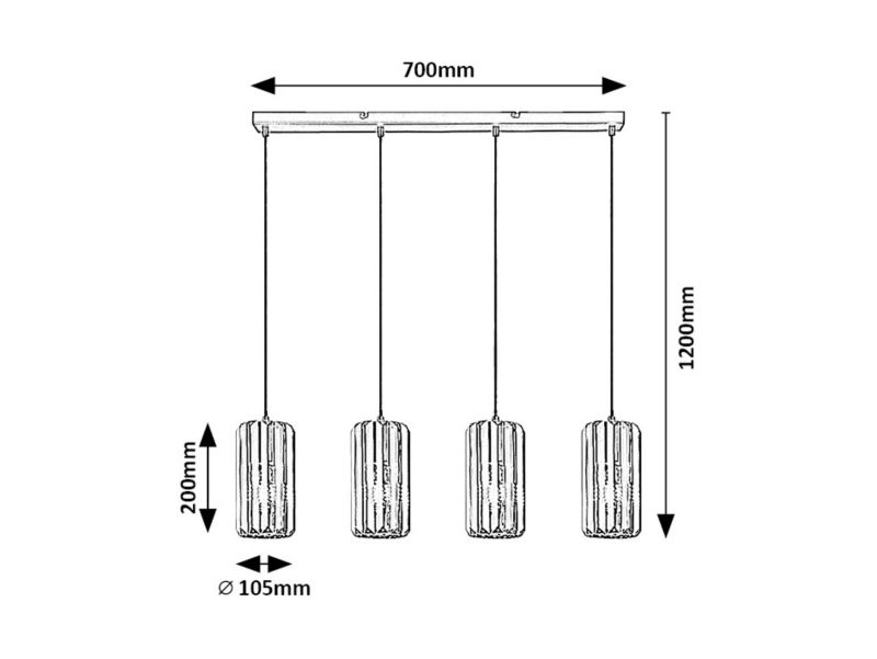Lampa wisząca Rabalux Veness czarna 4xE27 szkło dymione max 40W