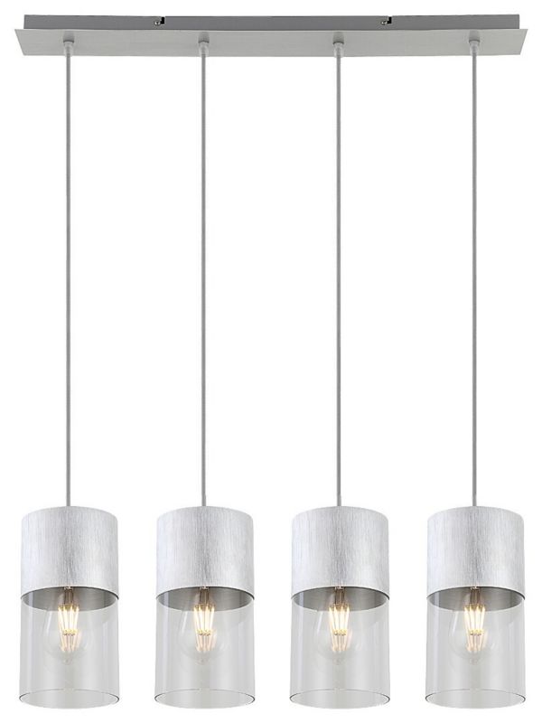 Lampa wisząca Rabalux Zelkova szczotkowane aluminiowo-przezroczysty wym: 120 x 67 x 12 cm 4xE27 x  1 szt.