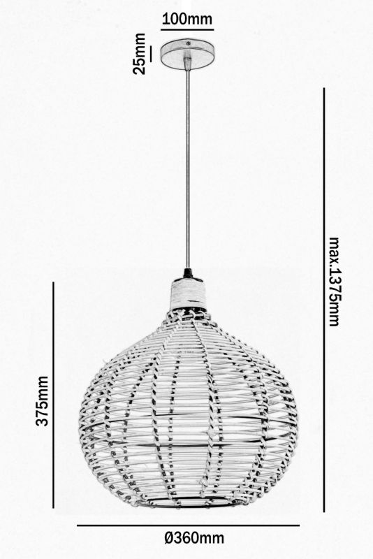 Lampa Wisząca REDDI Boho Kobi dekoracyjna Pleciona 1szt.