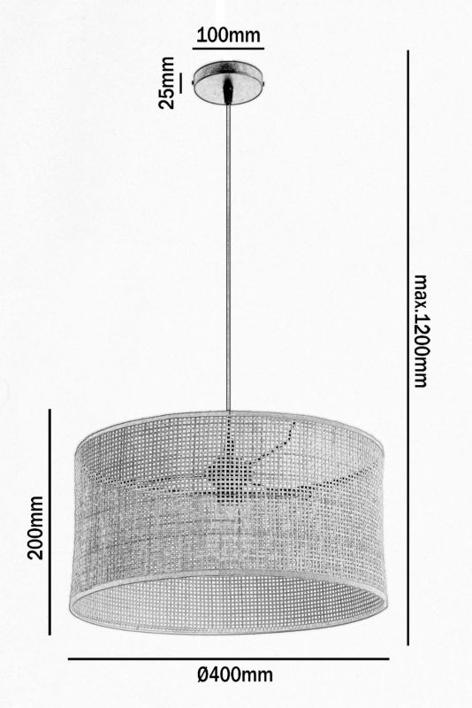 Lampa Wisząca Renni Kobi Abażur 40cm 1szt.