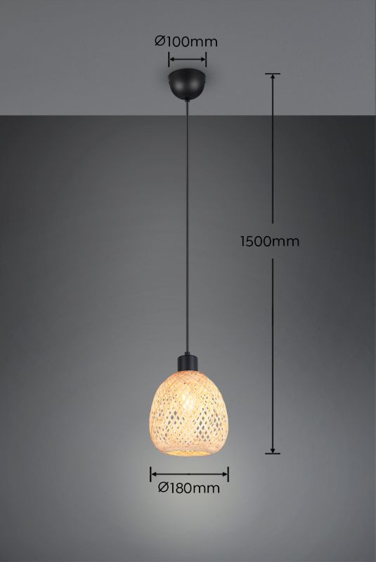 Lampa wisząca RL Amelie 7458 jasne drewno-czarny mat boho 1xE27 x 1 szt.