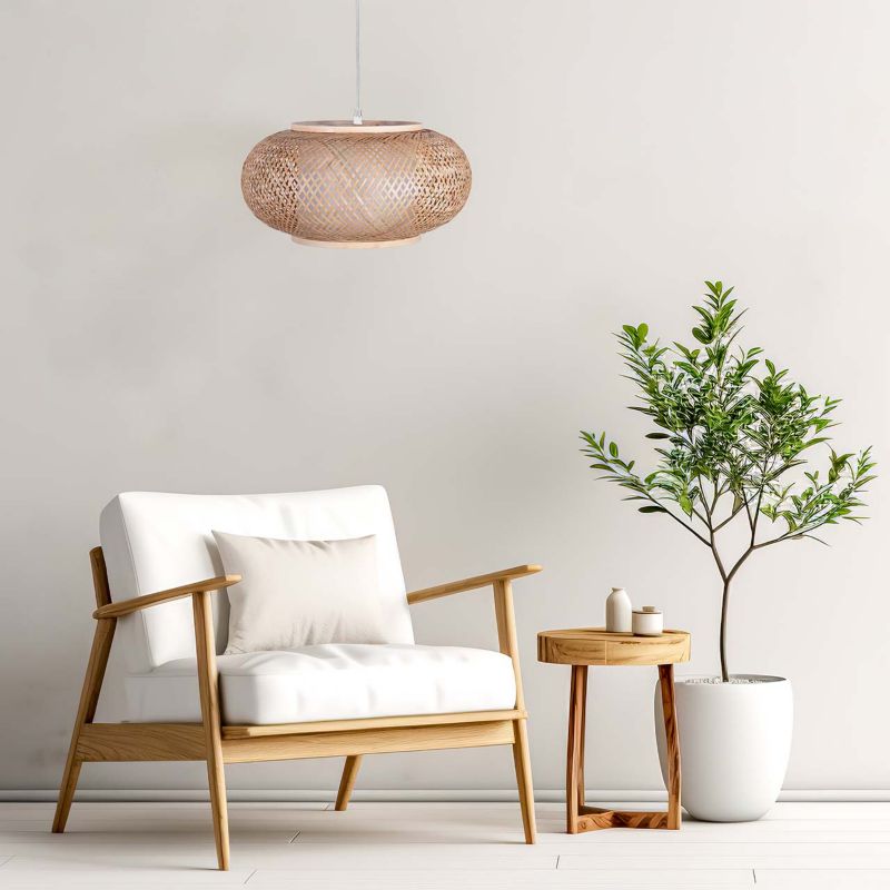 Lampa wisząca Sanico Goldlux emilia 1xE27 naturalna beżowa w stylu boho IP20 - 1 szt.