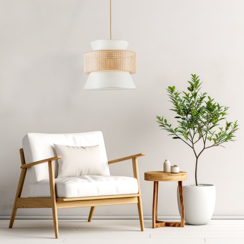 Lampa wisząca Sanico Goldlux grenada 1xE27 naturalna beżowa w stylu boho IP20 - 1 szt.