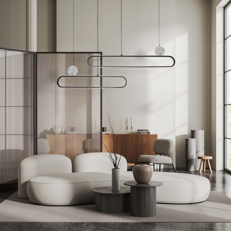 Lampa wisząca Sanico Goldlux LED Florentyna 48W 4000K czarna biały kamień IP20 - 1 szt.