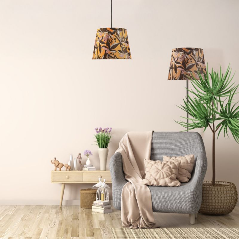 Lampa wisząca Sanico Goldlux nola chrom abażur stożek 35cm yellow nature E27 IP20 - 1 szt.