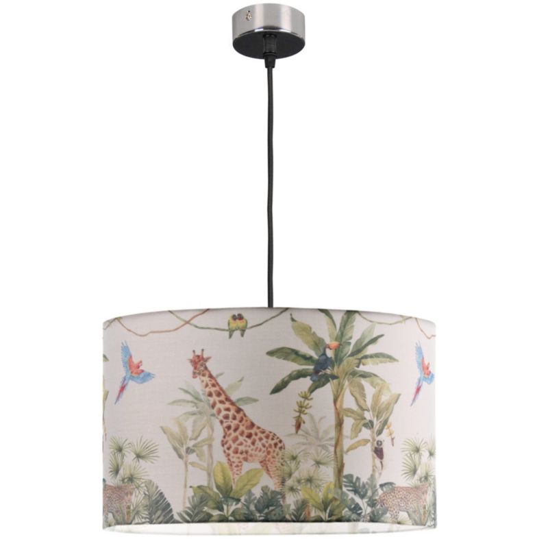Lampa wisząca Sanico Goldlux nola chrom abażur walec 40cm safari E27 IP20 - 1 szt.