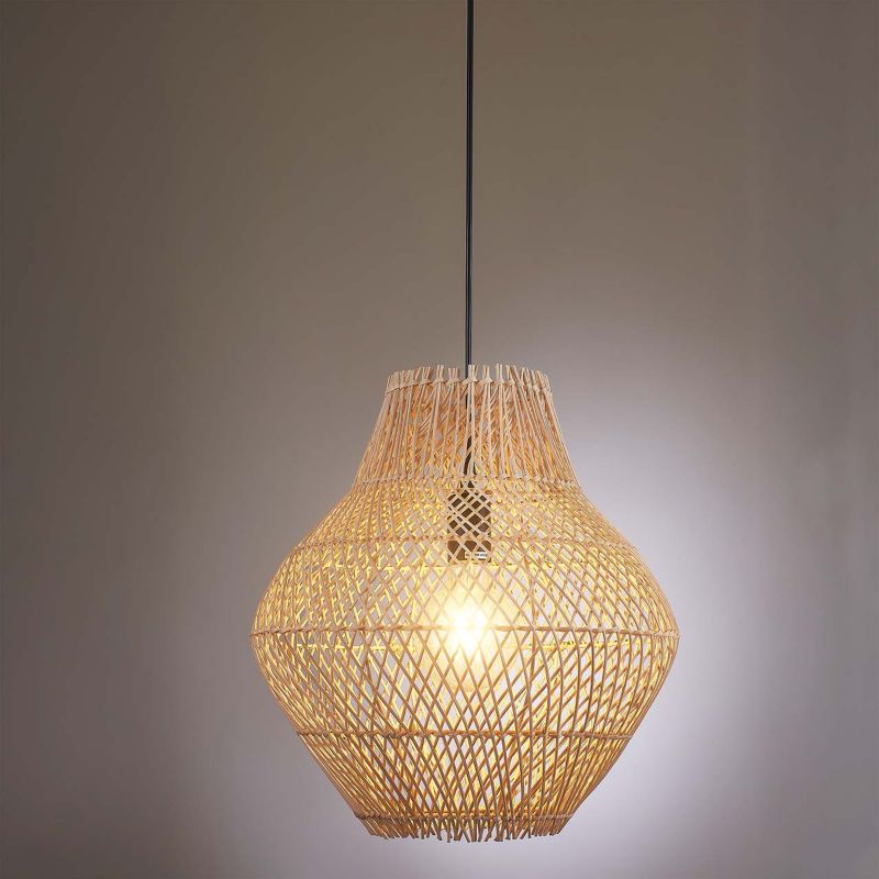 Lampa wisząca Sanico Goldlux ONTAKE 1xE27 naturalna beżowa w stylu boho IP20 - 1 szt.