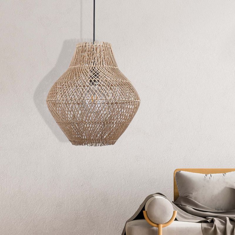 Lampa wisząca Sanico Goldlux ONTAKE 1xE27 naturalna beżowa w stylu boho IP20 - 1 szt.