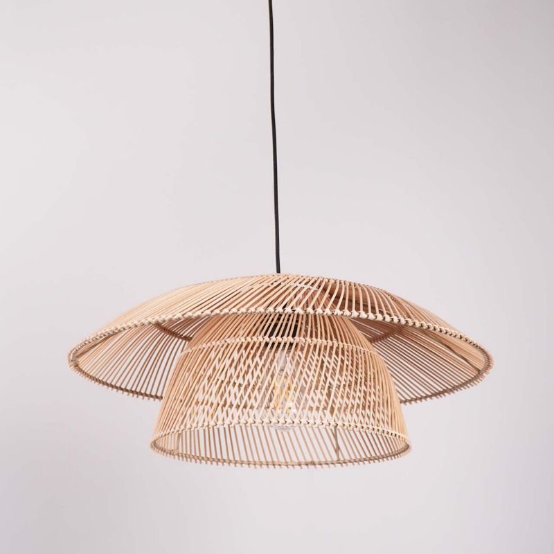 Lampa wisząca Sanico Goldlux thailand 1xE27 naturalna beżowa w stylu boho IP20 - 1 szt.