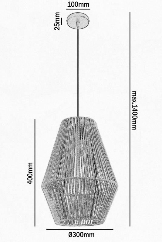 Lampa wisząca Sibu 30cm Kobi 1xE27 naturalna Boho sufitowa 1szt.