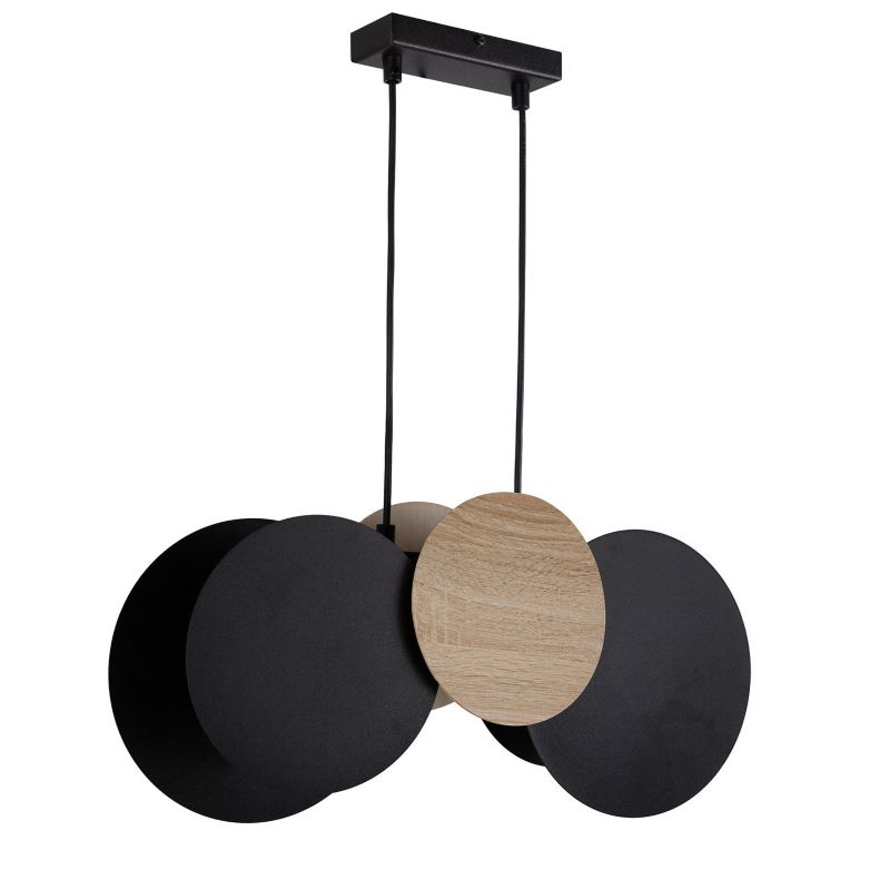 Lampa wisząca Sigma Lighting Tola jasne drewno-czarna wym: 130 x 44 x 12 cm 2xE27 x  1 szt.