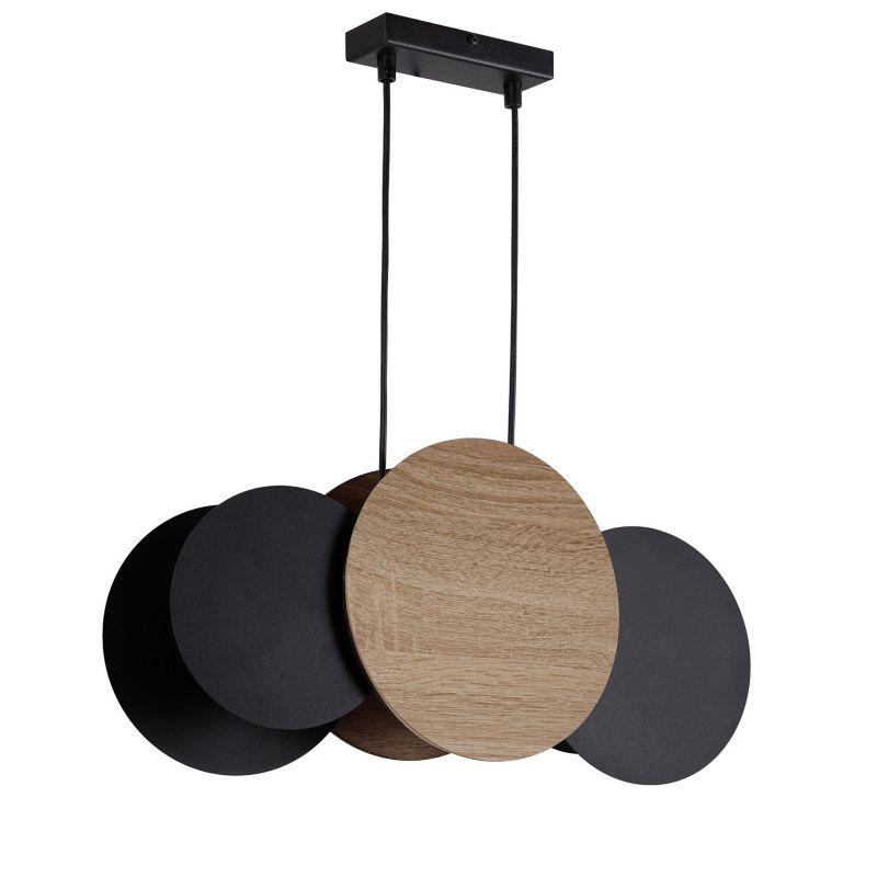 Lampa wisząca Sigma Lighting Tola jasne drewno-czarna wym: 130 x 51 x 12 cm 3xE27 x  1 szt.