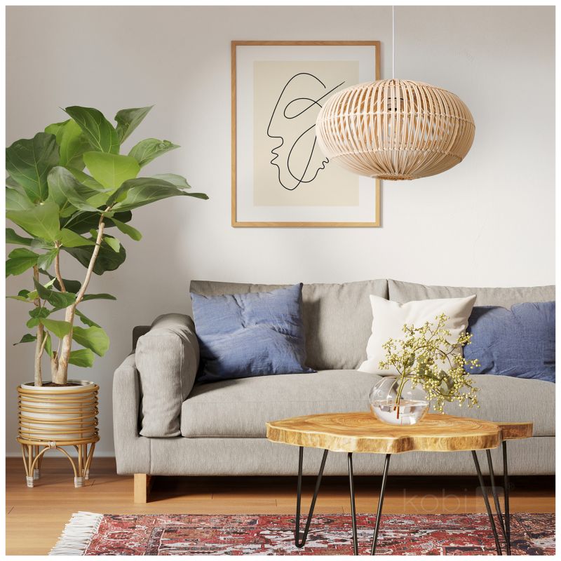 Lampa wisząca skandynawska naturalna bambusowa pleciona elipsa 1xE27 60W BOHO BONTI Kobi 1 szt.