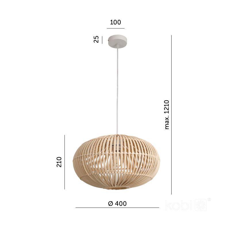 Lampa wisząca skandynawska naturalna bambusowa pleciona elipsa 1xE27 60W BOHO BONTI Kobi 1 szt.