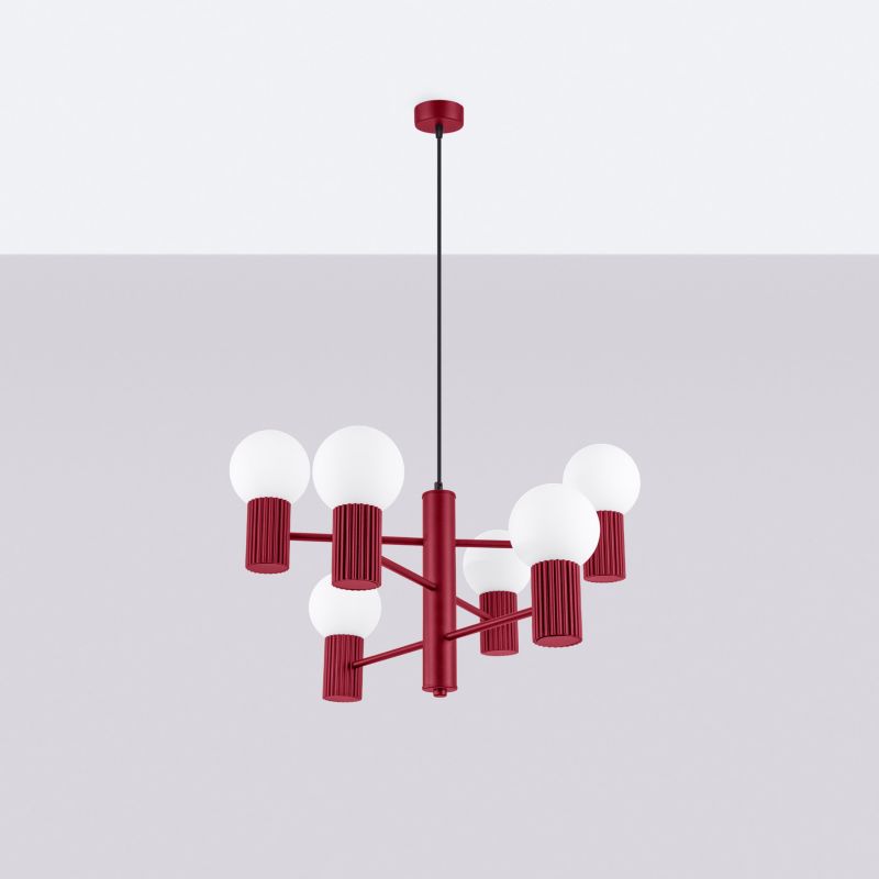 Lampa wisząca Sollux HALO burgundowa 6xG9x8W wym:230x64x64cm IP20 -1 szt.