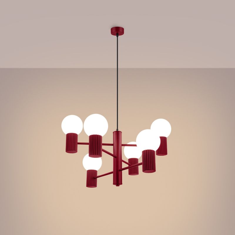 Lampa wisząca Sollux HALO burgundowa 6xG9x8W wym:230x64x64cm IP20 -1 szt.