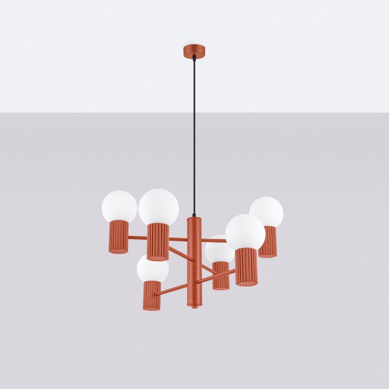 Lampa wisząca Sollux HALO czerwona ochra 6xG9x8W wym:230x64x64cm IP20 -1 szt.