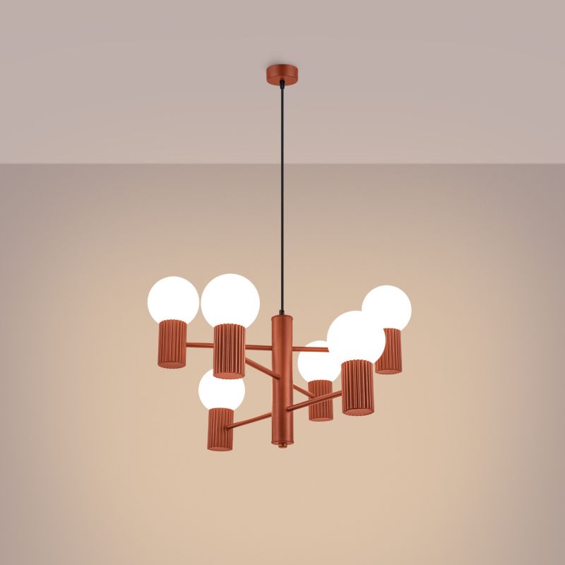 Lampa wisząca Sollux HALO czerwona ochra 6xG9x8W wym:230x64x64cm IP20 -1 szt.