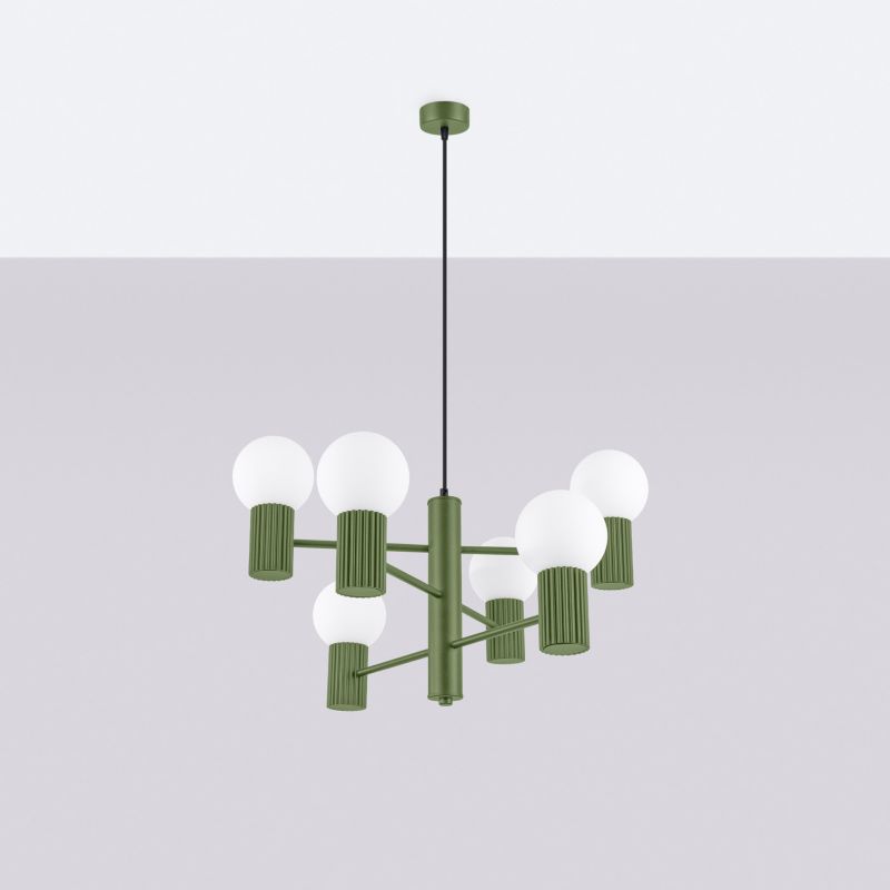 Lampa wisząca Sollux HALO zielona 6xG9x8W wym:230x64x64cm IP20 -1 szt.