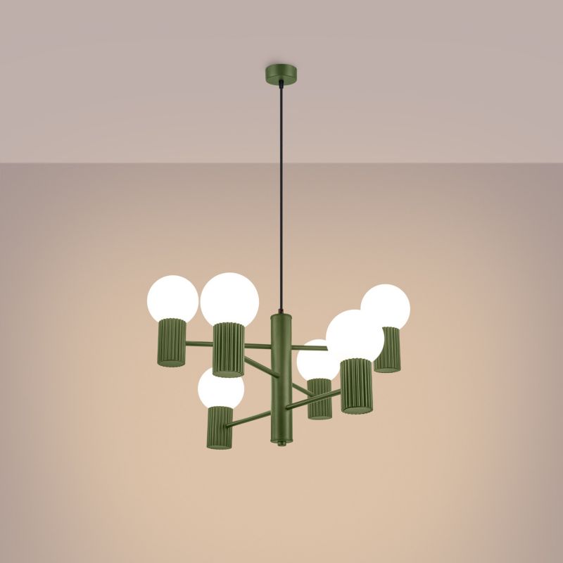 Lampa wisząca Sollux HALO zielona 6xG9x8W wym:230x64x64cm IP20 -1 szt.