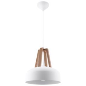 Lampa wisząca Sollux Lighting CASCO biała/naturalne drewno 1 szt.