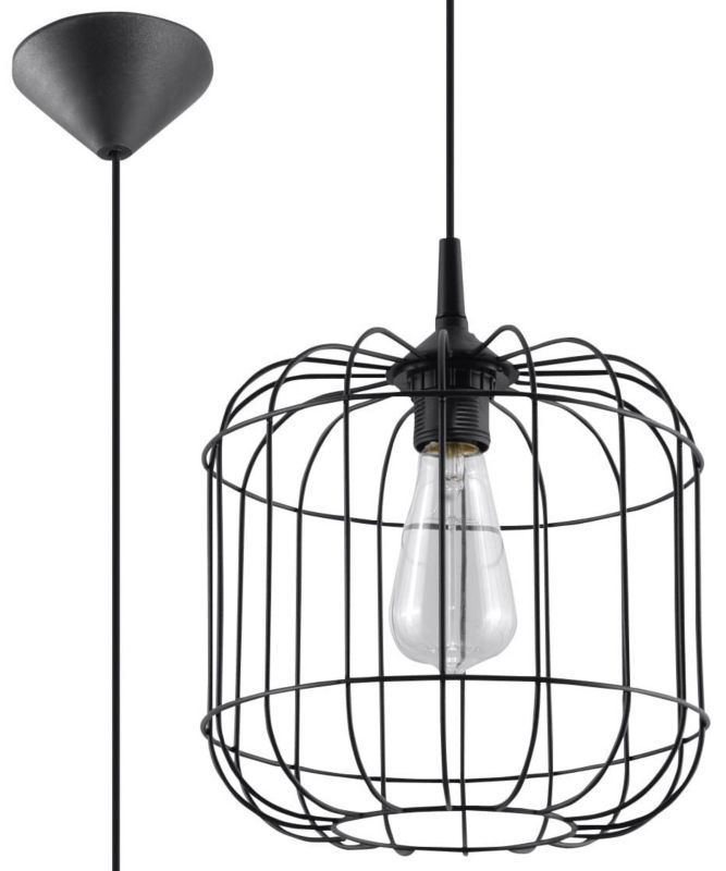 Lampa wisząca Sollux Lighting Celta 7959 czarna szerokość 25 cm 1xE27 x 60W 1 szt.