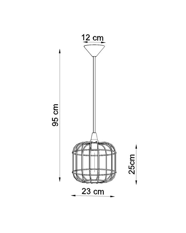 Lampa wisząca Sollux Lighting Celta 7959 czarna szerokość 25 cm 1xE27 x 60W 1 szt.
