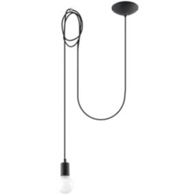 Lampa wisząca Sollux Lighting EDISON 1 LONG czarny 1 szt.