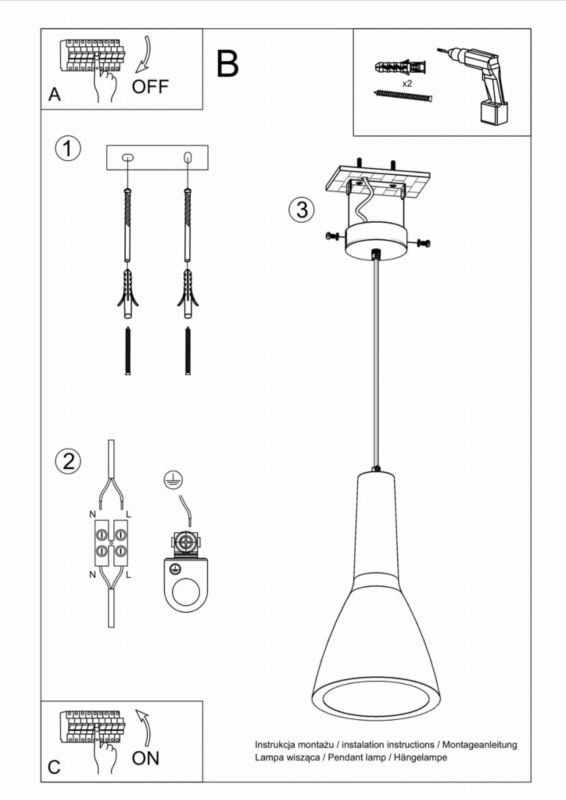 Lampa wisząca Sollux Lighting Empoli 7799 szara punktowa betonowa nad stół 1xE27 x 60W 1 szt.