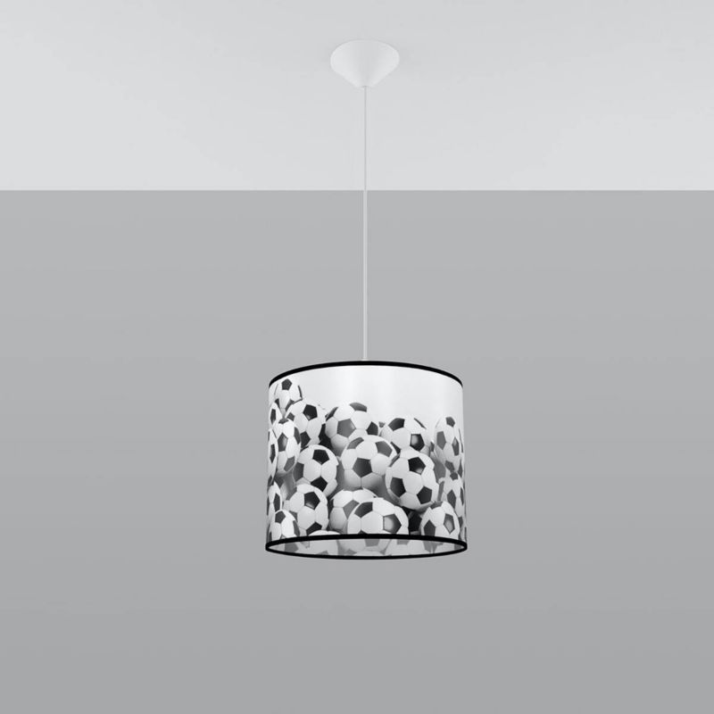 Lampa wisząca Sollux Lighting Football B 6579 biało-czarna dziecięca 1xE27 x 1 szt.