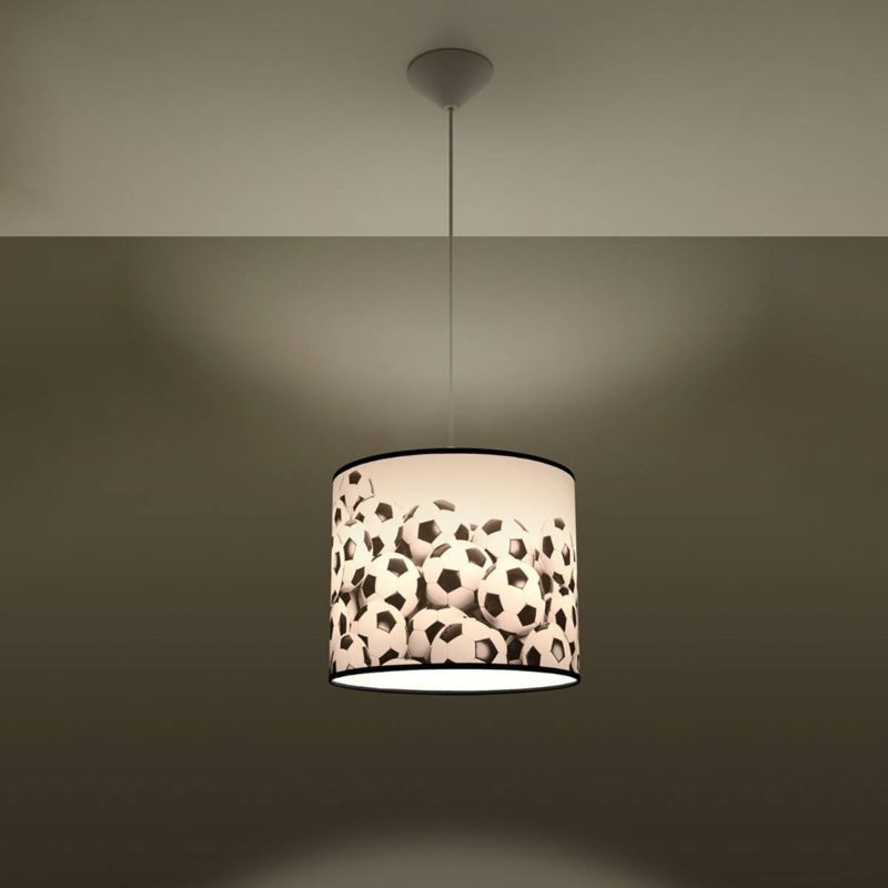 Lampa wisząca Sollux Lighting Football B 6579 biało-czarna dziecięca 1xE27 x 1 szt.