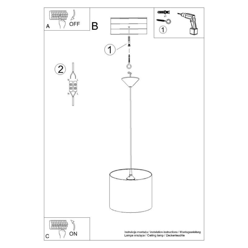Lampa wisząca Sollux Lighting Football B 6579 biało-czarna dziecięca 1xE27 x 1 szt.