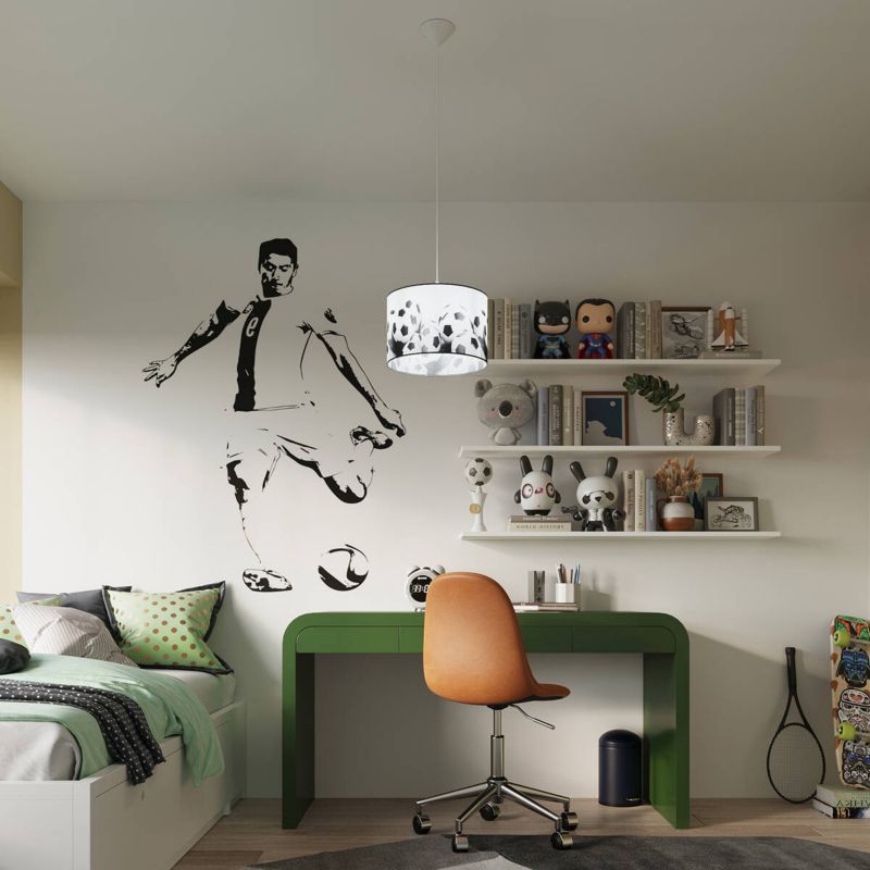 Lampa wisząca Sollux Lighting Football B 6579 biało-czarna dziecięca 1xE27 x 1 szt.