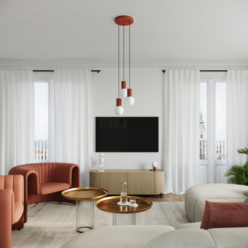 Lampa wisząca Sollux Lighting Halo 7495 ochra czerwono-biała nowoczesna 1xG9 x 1 szt.