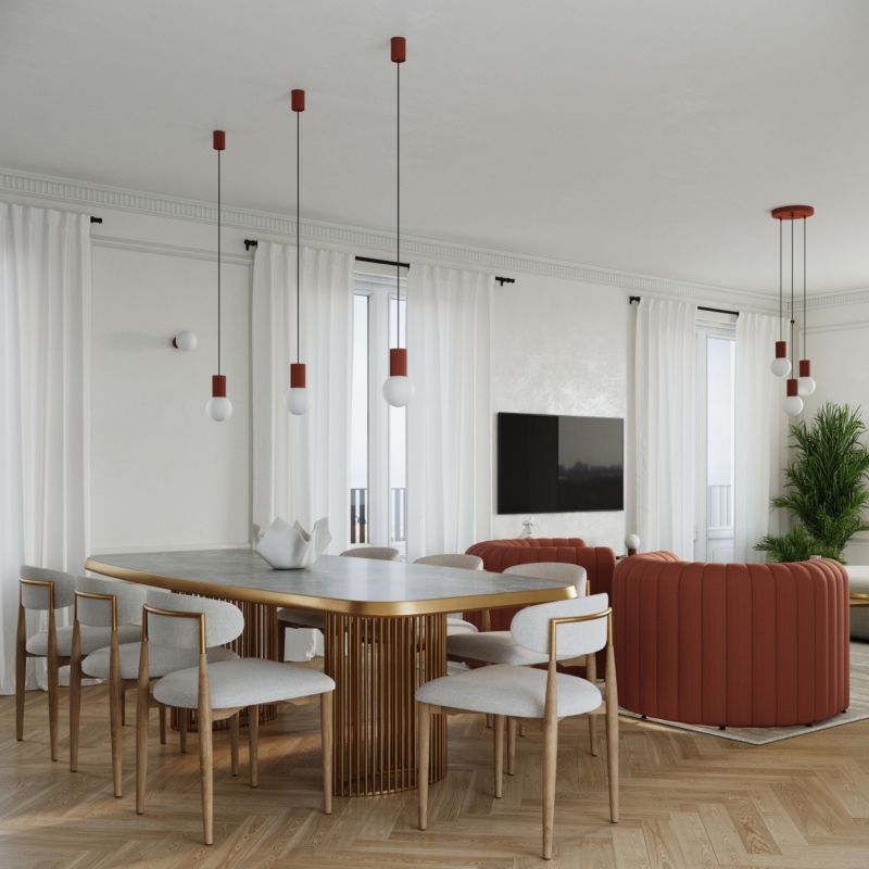 Lampa wisząca Sollux Lighting Halo 7495 ochra czerwono-biała nowoczesna 1xG9 x 1 szt.
