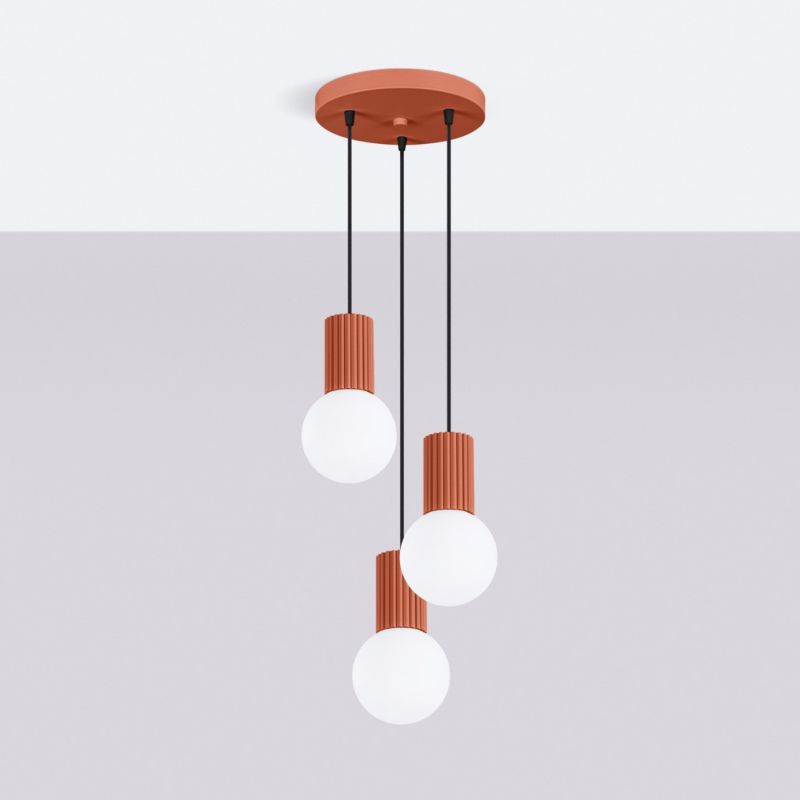 Lampa wisząca Sollux Lighting Halo 7501 ochra czerwono-biała nowoczesna 3xG9 x 1 szt.