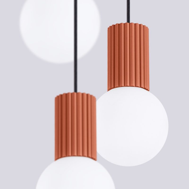 Lampa wisząca Sollux Lighting Halo 7501 ochra czerwono-biała nowoczesna 3xG9 x 1 szt.