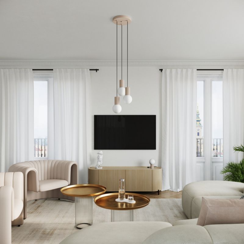 Lampa wisząca Sollux Lighting Halo 7655 taupo-biała nowoczesna 3xG9 x 1 szt.