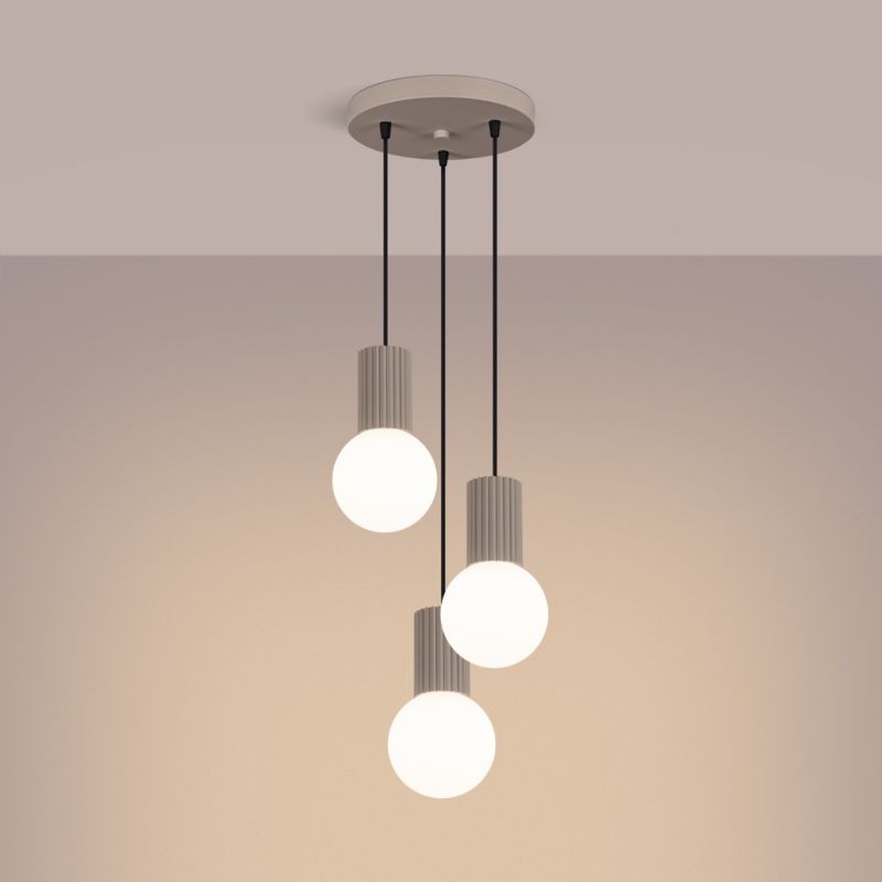 Lampa wisząca Sollux Lighting Halo 7655 taupo-biała nowoczesna 3xG9 x 1 szt.