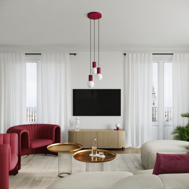 Lampa wisząca Sollux Lighting Halo 7709 burgundowo - biała nowoczesna 3xG9 x 1 szt.