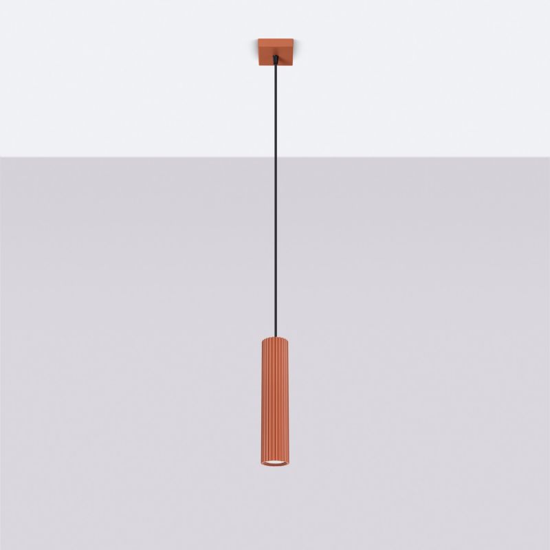 Lampa wisząca Sollux Lighting Karbon 1086 ochra czerwono-czarna nowoczesna 1xGU10 x 1 szt.