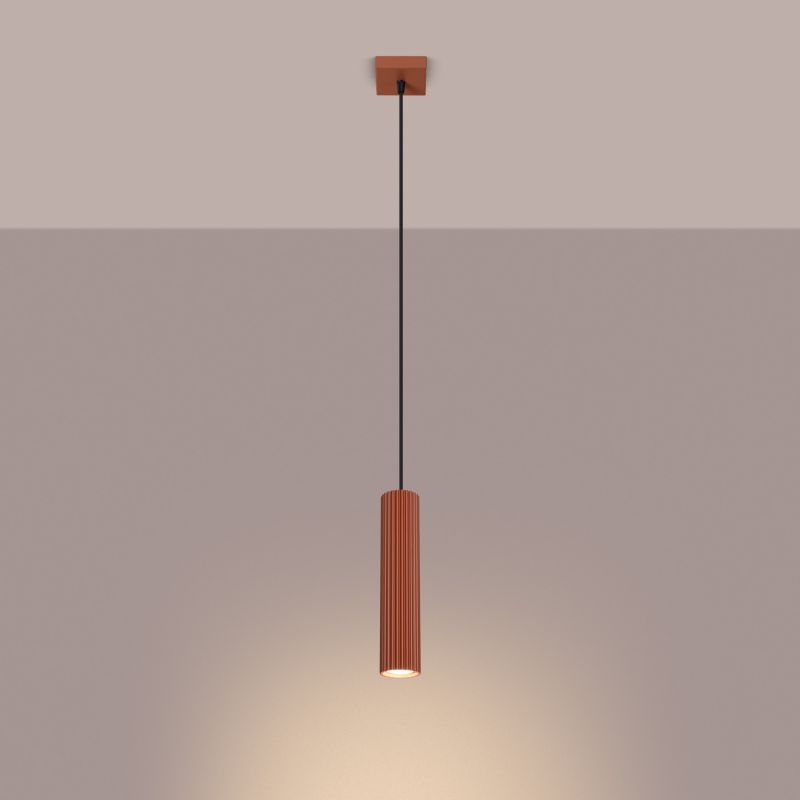 Lampa wisząca Sollux Lighting Karbon 1086 ochra czerwono-czarna nowoczesna 1xGU10 x 1 szt.