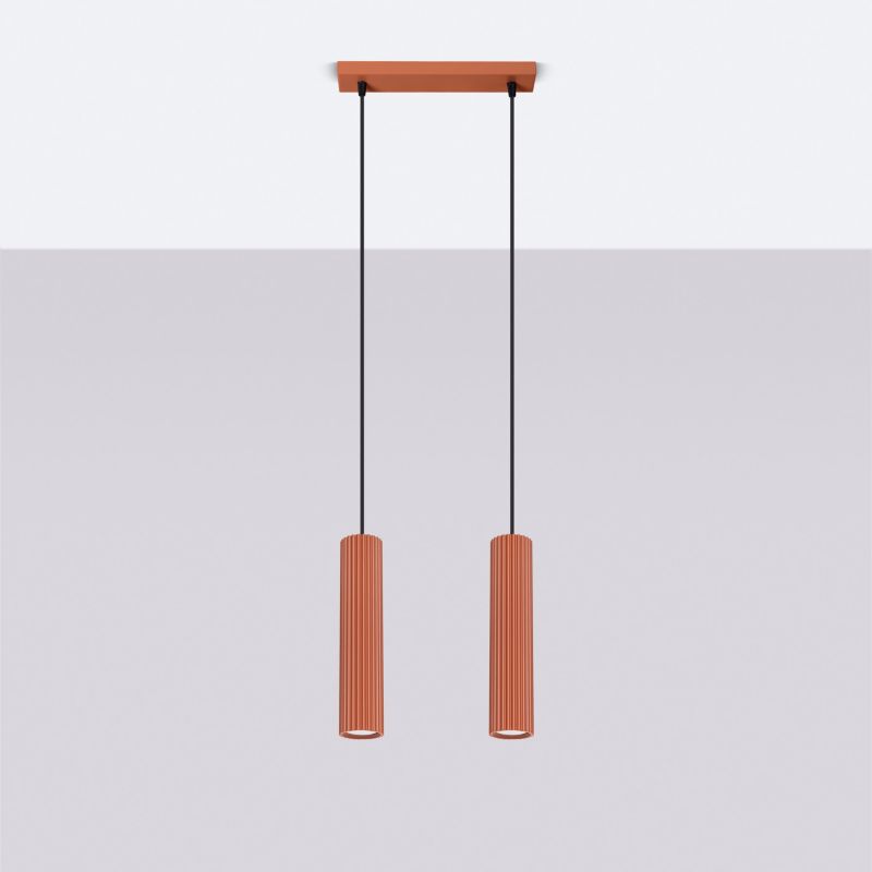 Lampa wisząca Sollux Lighting Karbon 1093 ochra czerwono-czarna do kuchni 2xGU10 x 1 szt.