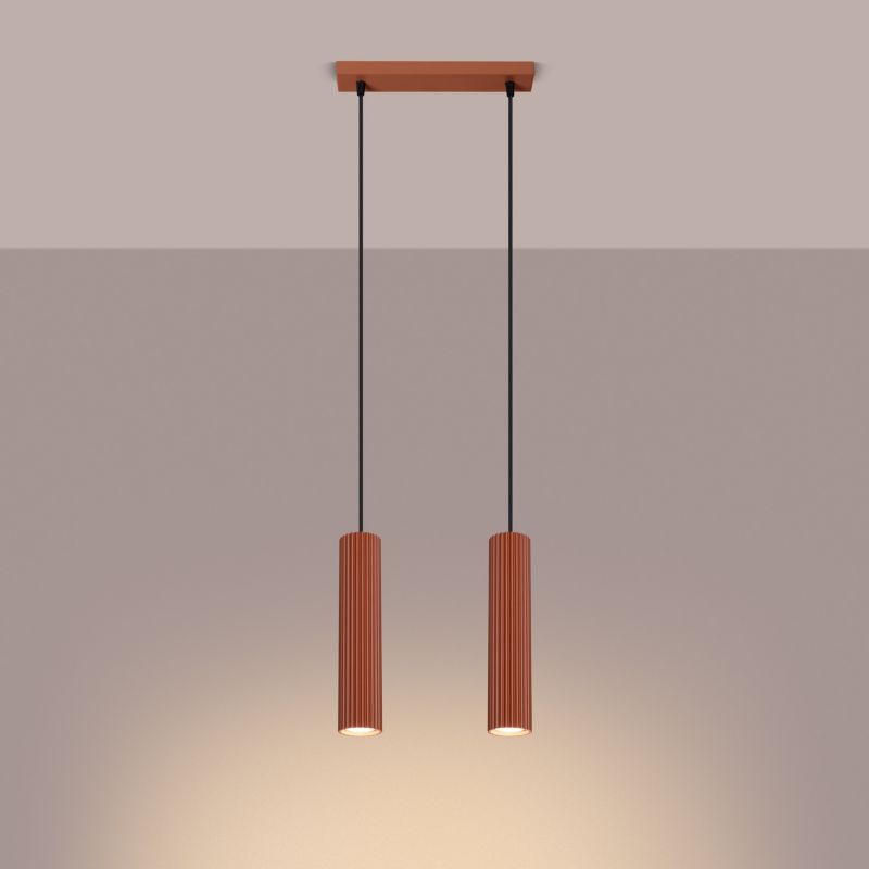 Lampa wisząca Sollux Lighting Karbon 1093 ochra czerwono-czarna do kuchni 2xGU10 x 1 szt.