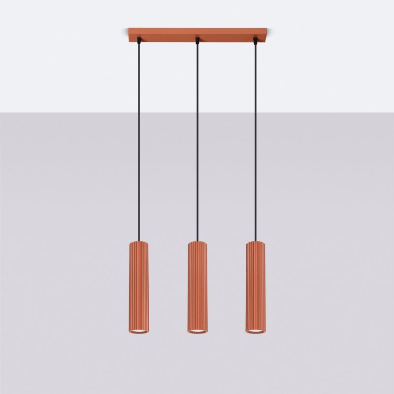 Lampa wisząca Sollux Lighting Karbon 1109 ochra czerwono-czarna do kuchni 3xGU10 x 1 szt.