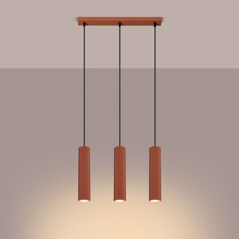 Lampa wisząca Sollux Lighting Karbon 1109 ochra czerwono-czarna do kuchni 3xGU10 x 1 szt.