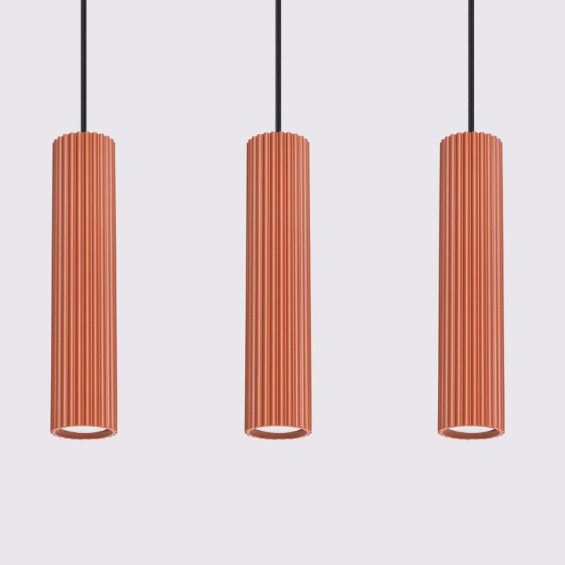 Lampa wisząca Sollux Lighting Karbon 1109 ochra czerwono-czarna do kuchni 3xGU10 x 1 szt.