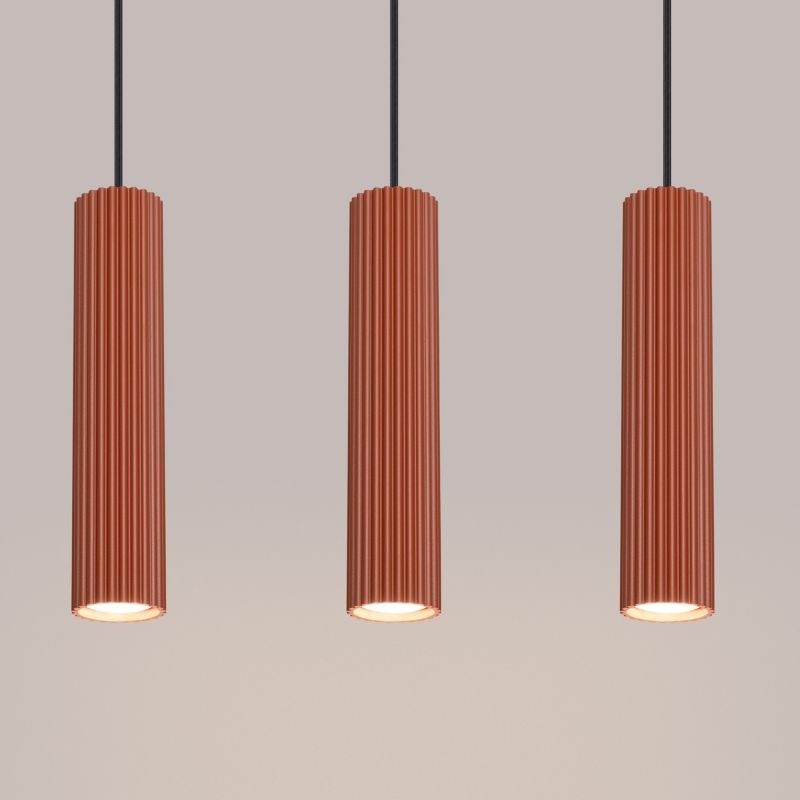 Lampa wisząca Sollux Lighting Karbon 1109 ochra czerwono-czarna do kuchni 3xGU10 x 1 szt.